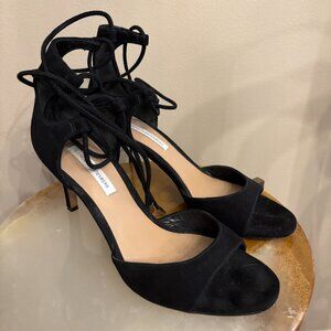 Diane Von Furstenberg Black Rimini Lace-Up Heel Size 8.5